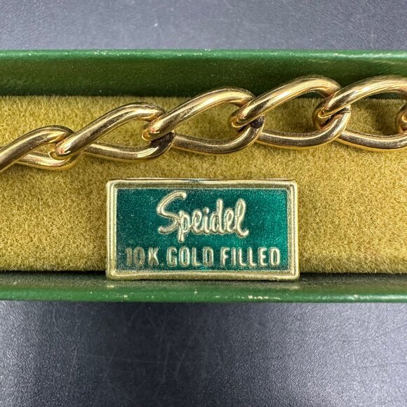 Vintage Chain Bracelet Speidel 10K Gold Filled Original Box 1970s Jewelry 7 Inch - Picture 3 of 8